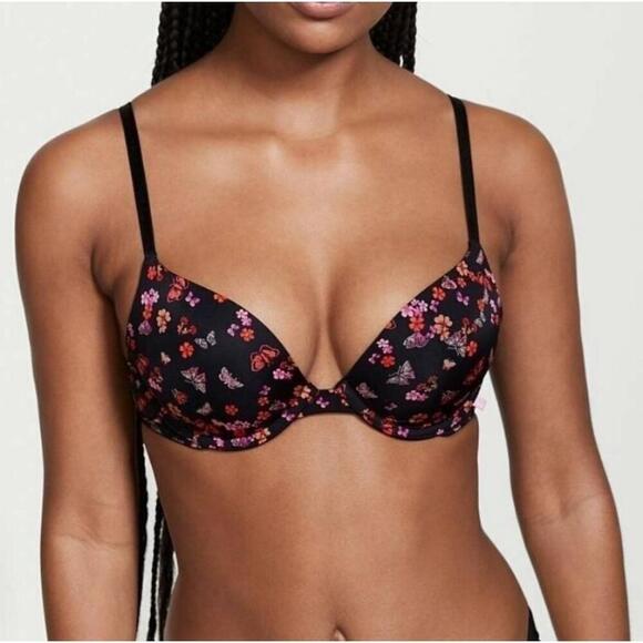NWT Victorias Secret Sexy Tee Push-Up Bra Black Butterfly 38DD - Picture 1 of 8